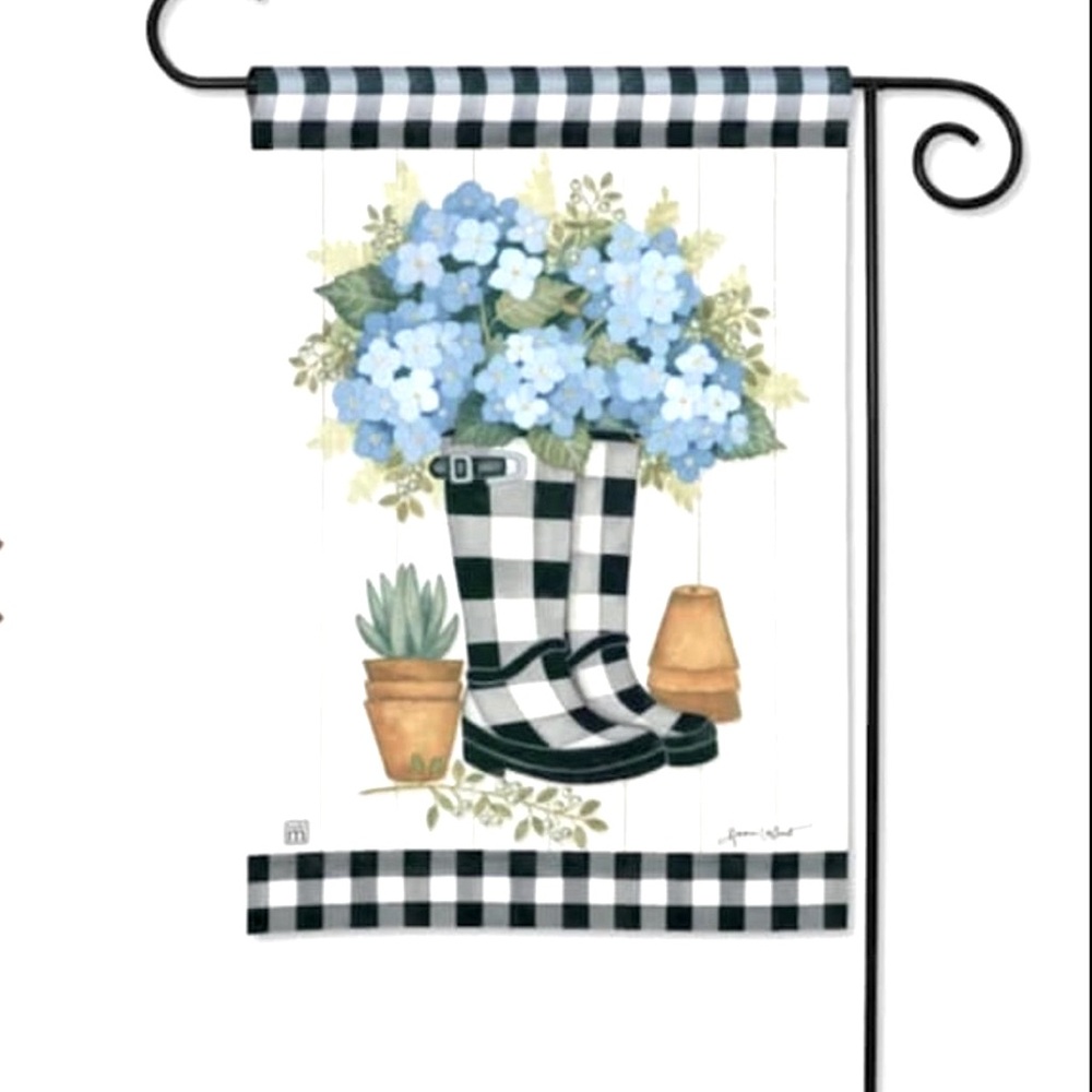 Studio M Spring Rain Boots Outdoor Small Flag Black White Check